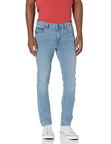 Image of Amazon Essentials Men's Jeans, Skinny-Fit Comfort Stretch - Discontinued Colours, Light Blue, 32W / 32L