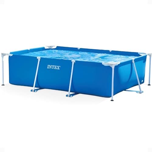 Image of Intex Metal Frame Rectangular Swimming Pool 300 x 200 x 75cm, Blue Above Ground Garden Pool for Kids and Family, 3834L Water Capacity, Puncture-Resistant 3-Ply Material, Pump Not Included, 28272NP