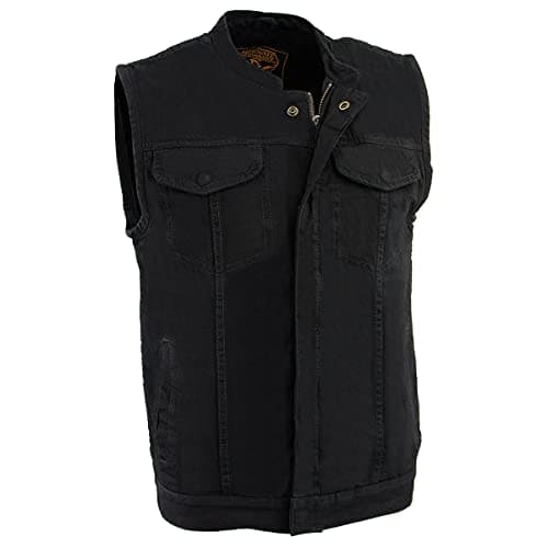 Image of Milwaukee Men's Denim Club Vest with Hidden Snap and Zip (Black, X-Large)
