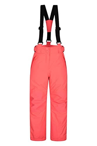 Image of Mountain Warehouse Falcon Extreme Kids Ski Pants – Taped Seams, Waterproof Childrens Trousers, Snow Gaiters, Security Pockets – Ideal for Sports, Snowboarding Pink Kids Size 11-12 Years