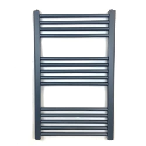 Image of Greened House Anthracite Straight Heated Towel Rail W500mm x H800mm Flat Central Heating Wall Mounted Towel Radiator