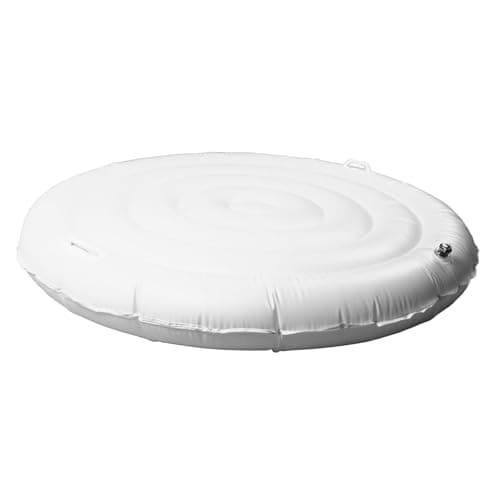 Image of Lwuey Inflatable Hot Tub Lid, 140cm Round Inflation Spa Cover with Handle Energy Saving Protector for Insulated Tubs Accessories Dual Layer Air Valve Quick Deflation Foldable Weatherproof (No Pump)