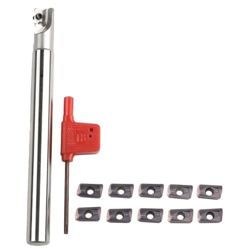 Image of EasyByMall Indexable Face End Mill 90 Degree D12mm L120mm with 10pcs APMT1135 Carbide Inserts for Semi-Finishing and Finishing Steel