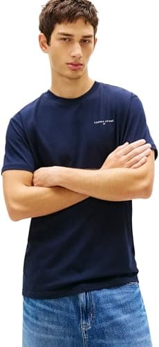 Image of Tommy Jeans Men's TJM Slim Linear Ss Tee 2Pck Ext Dm0Dm22316 S/S T-Shirt, Multi (Blue Twilight/Dark Night Navy), L