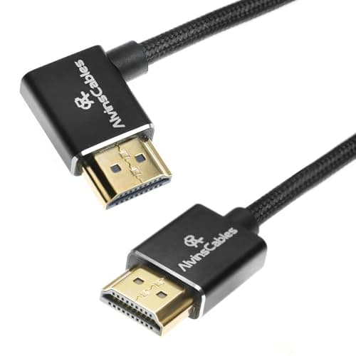 Image of Alvin's Cables 8K HDMI 2.1 Cable for Atomos Ninja V Monitor,for Sony FS5 FS7,BMPCC,for Canon C300 C500 camera,8K@60Hz 4K@120Hz 48Gbps High-Speed Braided Coiled Cable Left Angle Black