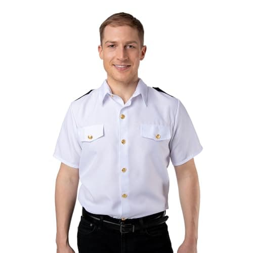 Image of Wicked Costumes Adult Mens White Captain Shirt - Large