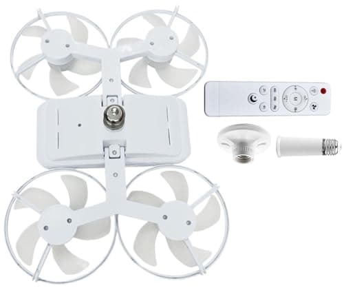 Image of THUCHENYUC Drone-Style LED Ceiling Fan Light, Modern Fan Light with Drone Design–Ceiling Fans with Lights & Remote,E27 Base,3 Color Modes,Silent for Bedroom/Living Room/Office(White)