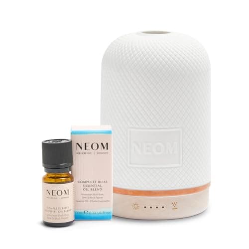 Image of NEOM- Wellbeing Pod & Complete Bliss Oil Blend 10ml | Premium Ultrasonic Essential Oil Diffuser | Ceramic Cover, LED Light & Timer |