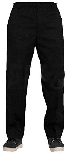 Image of EHD Mens Elasticated Waist Smart Rugby Trousers Super Soft Comfortable Workwear Bottoms Straight Leg Casual Formal Golf Pants (34W / 27L, Black)