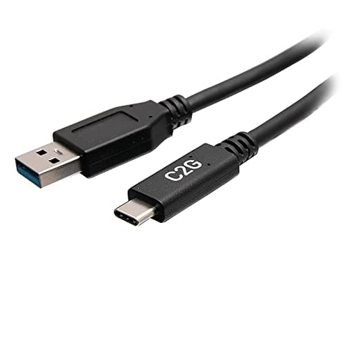 Image of C2G 0.5M (1.5ft) USB-C® to USB-A SuperSpeed USB 3.2 GEN 1. 5Gbps Data Transfer and 3A, 60 Watt Charging Cable - Male to Male - Black