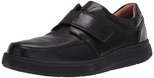 Image of Clarks Men's Un Abode Strap Loafers, Black Black Leather, 10 UK