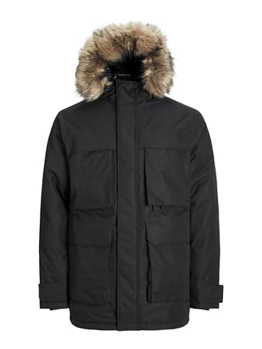 Image of JACK & JONES Men's Jjstar Parka Jacket, Black/Detail: no Badge, M