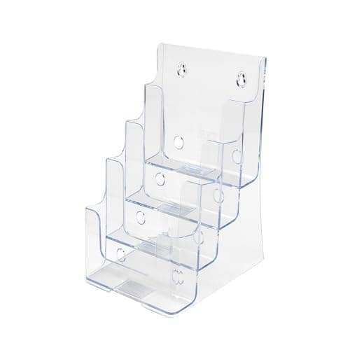 Image of Deflecto Countertop 4 Tier A5 Portrait Multi-TierLiterature Holder - Magazine File Holder - Leaflet Holder Wall Mounting