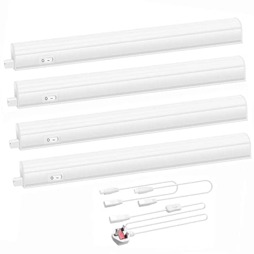 Image of ENUOTEK Under Cupboard Kitchen Lights 4 Lamps, 4W 313MM Kitchen Lights Under Cabinet LED, Connectible 4000K Cupboard Lights with 2 Power Plug and Switch, with 50CM Connecting WireX4