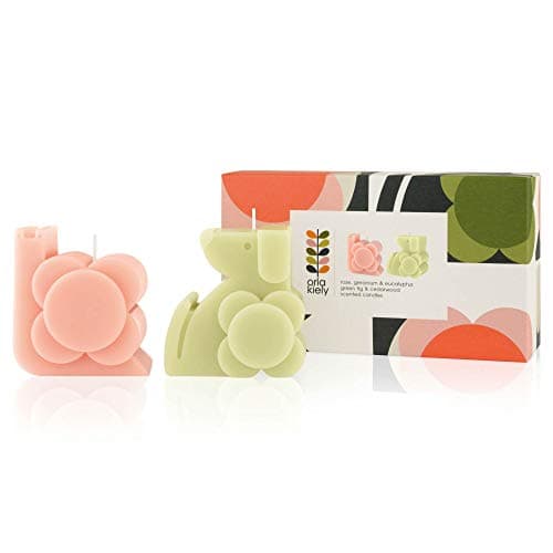 Image of Orla Kiely Dog and Snail Molded Candle Gift Set, Pink and Green, Eucalyptus