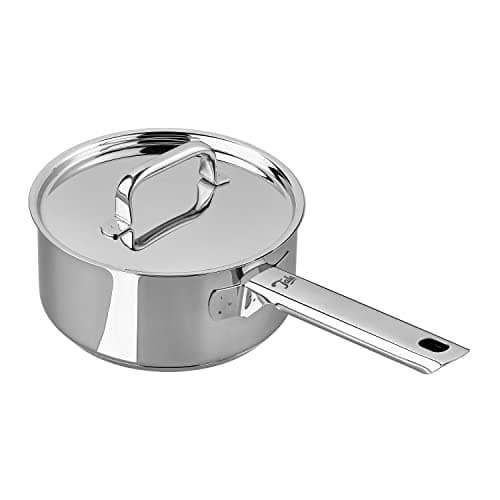 Image of Tala Performance Stainless Steel 20cm Saucepan with Lid, 18/10 Mirror Polished, Made in Portugal, Induction Compatible, Internal Litre Markings, Even Heat Distribution, 25-Year Guarantee