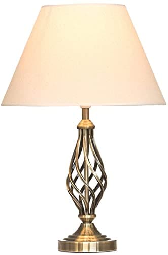 Image of Lighting Supermarket Kingswood Barley Twist Traditional Table Lamp & Shade - Antique Brass