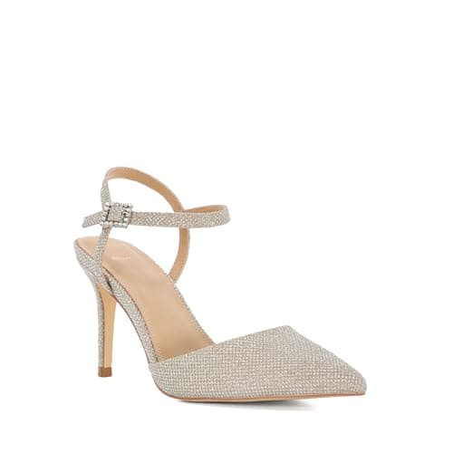 Image of Dune London Ladies Caitlyn Diamante Buckle Open Court Size UK 8 Court Shoes Rose Gold