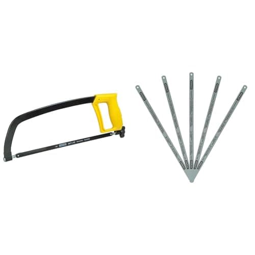 Image of Stanley Pistol Grip Hacksaw 1 15 122 & 2-15-842 300mm Lion Hacksaw Blades, Silver