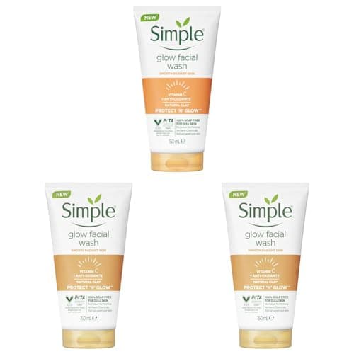 Image of Simple Protect 'N' Glow Express Glow Clay Polish Cleanser leaves skin naturally glowing for expert facial skin care 150 ml (Pack of 3)