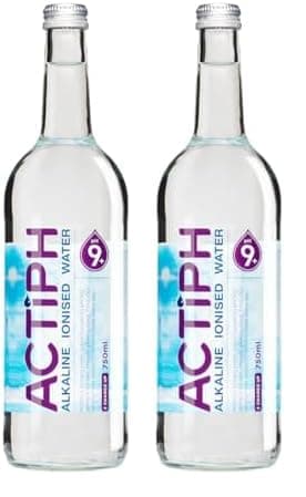 Image of Alkaline Ionised Spring Water pH9+ (12x 750ml) Purified with Electrolytes Clean and Smooth Taste ACTIPH Water Glass Collection (Pack of 2)