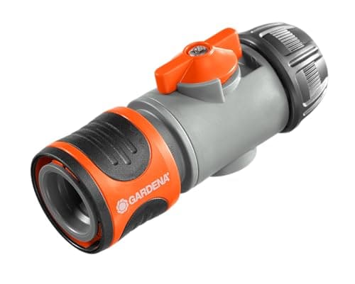Image of Gardena Hose Connector with Control Valve: Connection piece to Change Accessories, Especially with high Water Pressure, Control and Block Water Flow, Used at the end of the Hose, Packaged (2942-20)