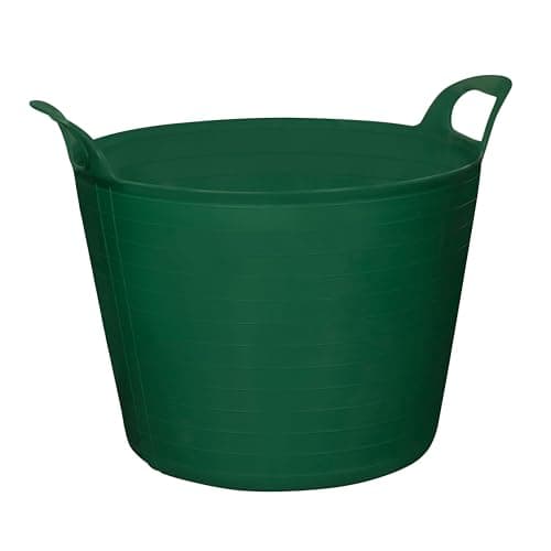 Image of SPECTRAPLAST® 15L Flexi Tub Heavy Duty Plastic Bucket – Multi Purpose Flexible Trug, Garden Tub, Builders Bucket, Storage Basket for Home, Cleaning, Laundry, Gardening – 10 Colours (GREEN)