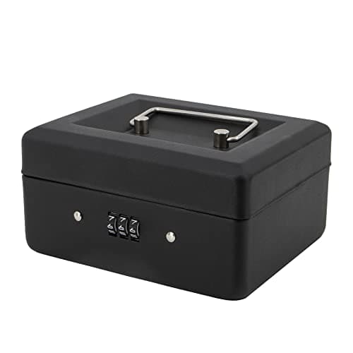 Image of Time to Sparkle 6 inch Small Security Lock Box with Coin Tray Metal Material with Stainless Steel Handle 15 * 12 * 8cm Matt Black