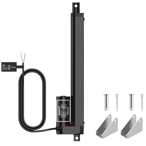 Image of Justech Linear Actuator Motor Heavy Duty DC 12V with Mounting Brackets for Auto Car RV Electric Door Opener Industrial Agricultural Machinery Vessels Cargo Medical Window-Black (250mm 3000N)
