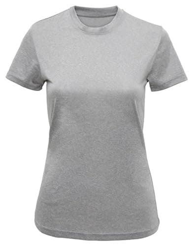 Image of Aremie Womens T Shirt Ladies Polyester Top Short Sleeve Lightweight Breathable Quick Dry Crew Neck Tee - Silver Melange Marl Heather Grey Extra Small