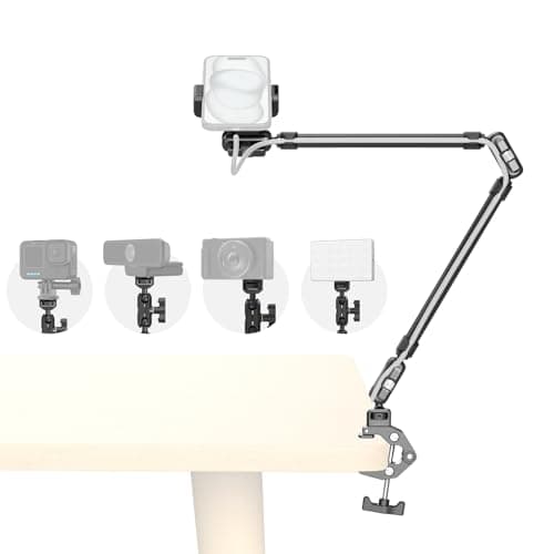 Image of SMALLRIG 25.9" Magic Arm with Super Clamp, Overhead Phone Mount, Flexible Desk Camera Mount with 1/4" Screw and Cable Clip, Max Load 2.2lb, for iPhone, Action Camera, Video Light, Webcam, Mic - 5625