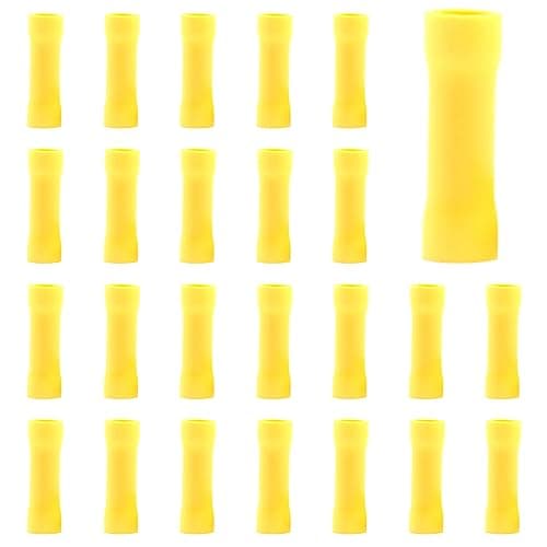 Image of CEEYSEE 100Pcs of Yellow Insulated Butt Splice Terminal Butt Splice Electrical Wire Crimp Connectors（PTY)