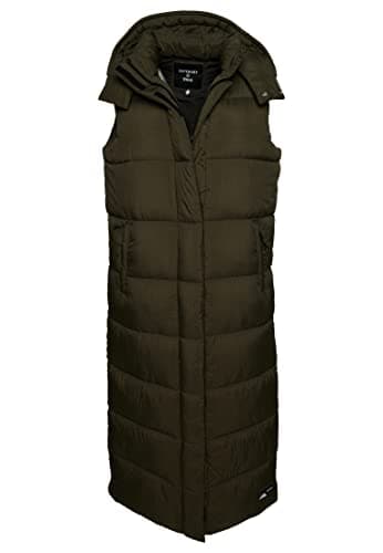 Image of Superdry Women's Code Sl Touchline Padded Gilet A7, Khaki, Grid, UK 8
