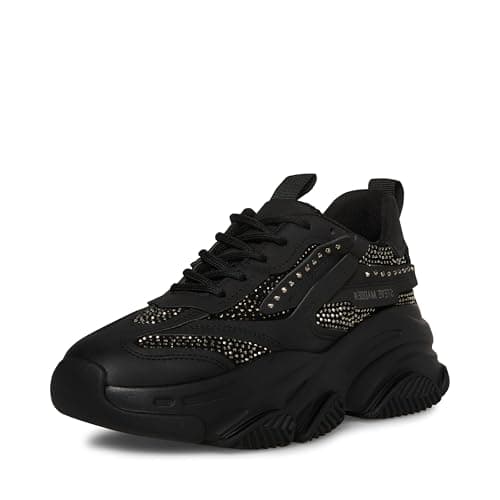 Image of Steve Madden Women's Possession Sneaker, Black Rhinestone, 5 UK