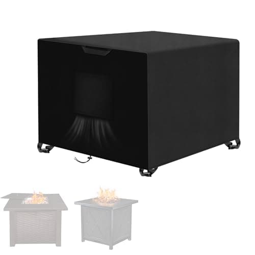 Image of Kovshuiwe Porch Shield Fire Pit Cover Square 83cm x 83cm x 50cm-420D Fabric Waterproof and Resistant, Outdoor Fire Bowl/Table Cover, Gas Fire Pit Cover