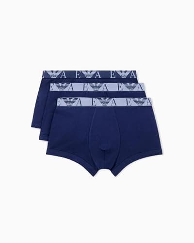Image of Emporio Armani Man's Shiny Logoband Pack 3-Pack Trunk Blue S