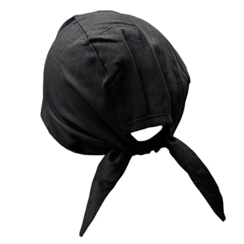 Image of New Fashion House Indian Sikh Punjabi Ready to wear Patka Head wear in Black or Doo Rag and Biker Skull Cap Bandana Hair Wrap Cotton with tie Back Strings