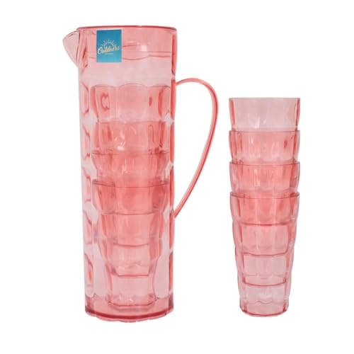 Image of YöL 2L Pitcher With 4 350ml Drinks Tumblers Summer Cups Outdoor Dining Picnic BBQ Stackable Jug Set Camping
