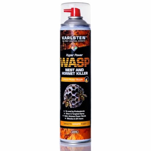 Image of Karlsten Hyper Power Wasp Nest Killer & Hornet Killer 600 ML - Gold Standard High Strength Long Range 5 Metre Spray for Indoor and Outdoor Wasp Nest Removal - Wasp Killer Spray