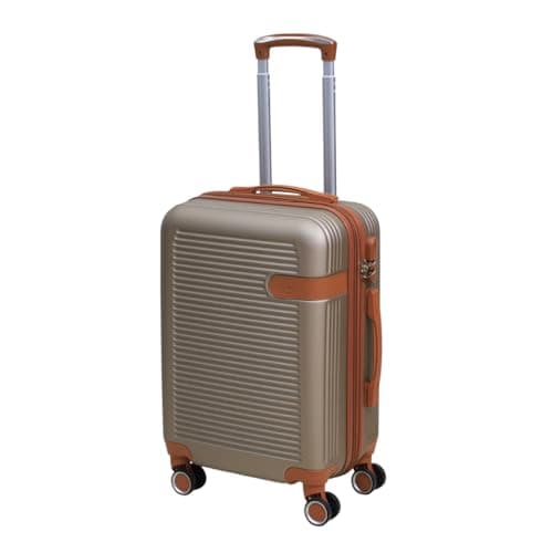 Image of UNIQUE HOME LIVING 20" Cabin Suitcase, Expandable Travel Suitcase with 4 Dual Spinner Wheels, Hard Shell ABS Hand Luggage Carry On Travel Trolley Case with Lock, Lightweight, Durable, Champagne, 43L
