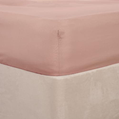 Image of Brentfords Plain Dye Fitted Bed Sheet Non Iron Super Soft Easy Care Microfibre, Blush Pink - Double Size