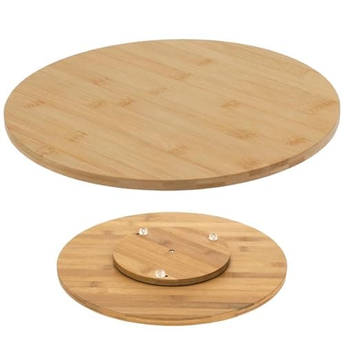 Image of GEEZY Bamboo Wooden Lazy Susan Turntable 35cm - FSC Certified, Stable with 3 Feet - Ideal for Serving Food, Cheese, Desserts & Organizing Items - Great for Dining Tables, Kitchens & Home Organisation