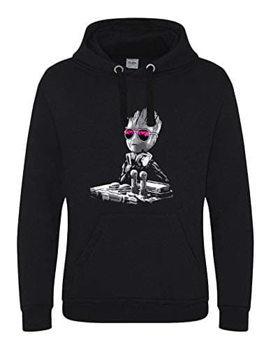 Image of UKPrintwear DJ Baby Groot Unisex Hoody (XL Black)