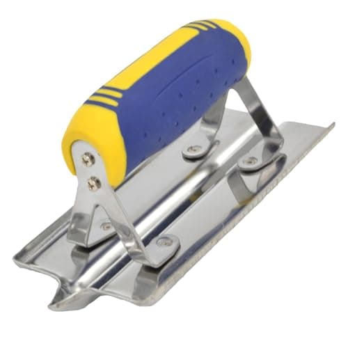 Image of Concrete Finishing Edger - Smooth Steel Tool, Ergonomic Grip Precision Hand Trowel, Wear Resistant Flat Cement Groovers, Anti Slip Rubber Handle Masonry Item - for Builders Patio Driveway Use