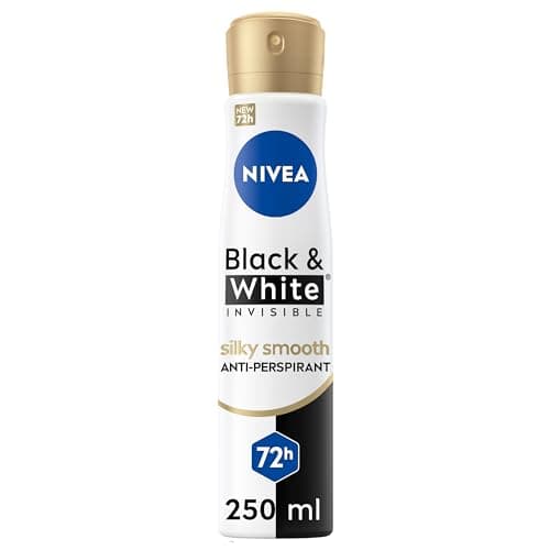 Image of NIVEA Black & White Silky Smooth Anti-Perspirant Spray (250ml), 72hr Anti-Sweat Women's Deodorant Spray, No Stains on Black and White Clothes, Ideal after Shaving (Pack of 6)