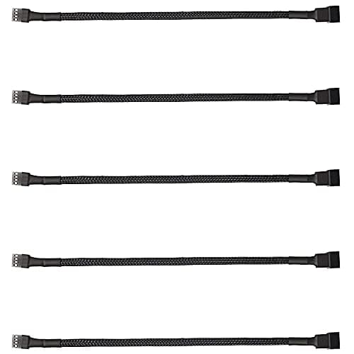 Image of ThreeBulls 5 Pack 4-Pin PWM Fan Splitter Cable, Sleeved Braided Adapter for PC ATX Case 4-Pin/3-Pin Cooling Fan Cable (10.6")