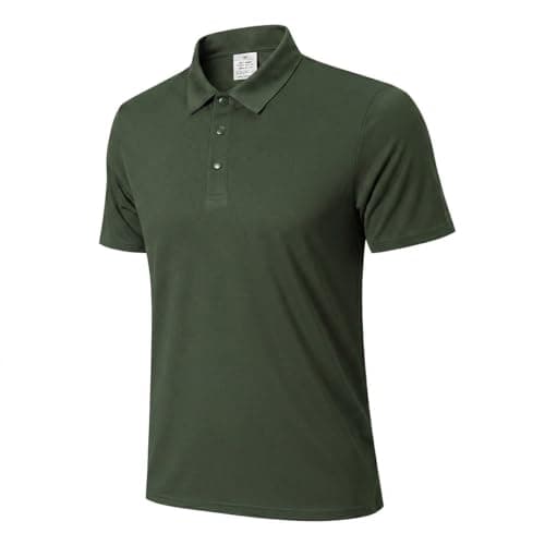 Image of ZENGVEE Men's Polo Shirts Short Sleeve Quick Dry Golf Polo Shirt for Men Adult UK Breathable Outdoor Sport Casual Work Golf Tennis Tops Classic Polo Collared T-Shirts（P8050-Green-XL）