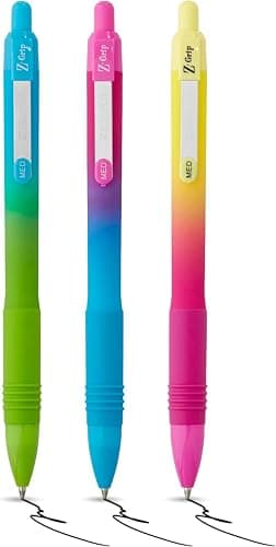 Image of Zebra Pen Z-GRIP Soft Touch Black Ink Ballpoint Pens 3pk - 1.0mm Medium Point Retractable Pens with Clip, Smooth Writing Pens with Comfort Grip - 3 Pens Multipack (Ombre Barrel)