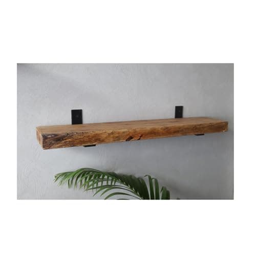 Image of Mango Wood 30" Long Industrial Shelves, Floating shelf, Wall Mount Shelves, Reclaimed Torched Rustic shelves (75cm x 15cm x 4cm)