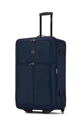 Image of ATX Luggage 29" Large Suitcase Expandable Soft Shell Durable Lightweight Hold Check in Trolley Case with 2 Wheels & Built-in 3 Digit Combination Lock (Navy, 120 Liters)